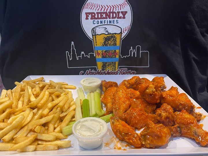 Feed your crew with our massive 20 Jumbo Chicken Wings! This satisfying spread comes with refreshing crispy celery sticks and your choice of golden seasoned fries or zesty Cajun tots. Complete with three 2oz dipping sauces, it's the ideal centerpiece for any table