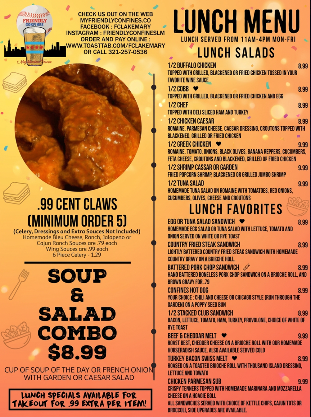 Lake Mary Lunch Menu